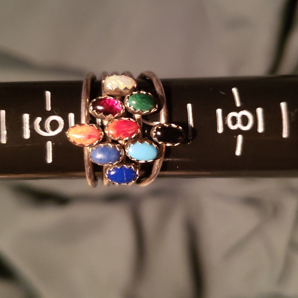 🌹Beautiful 9 Multi-Gemstone Harem style ring Sterling 9 RINGS♥️ - Picture 8 of 8